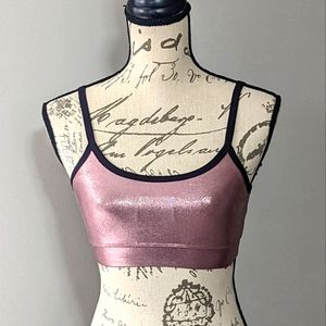 Heroine Sport Metallic Rose~Black Trim Convertible Sports Bra Women's Size Small